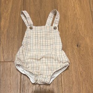 Jamie Kay Plaid Overalls in Cream and Tan